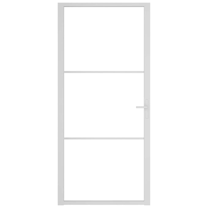 vidaXL - Glazen - deur - 93 - x - 201,5 - cm - Aluminium - Wit - en - Transparant