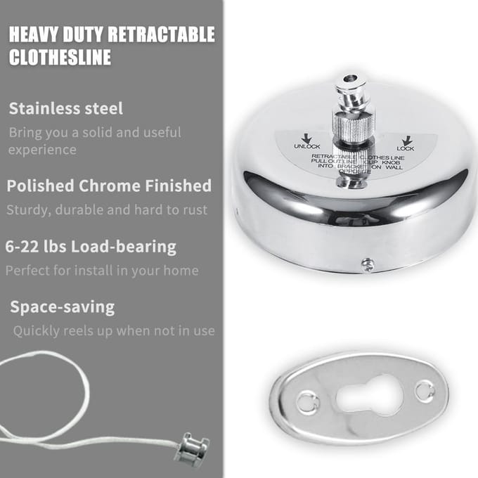 Intrekbare waslijn, robuuste waslijn, verstelbare kleding die ophangt Without Pulley gray