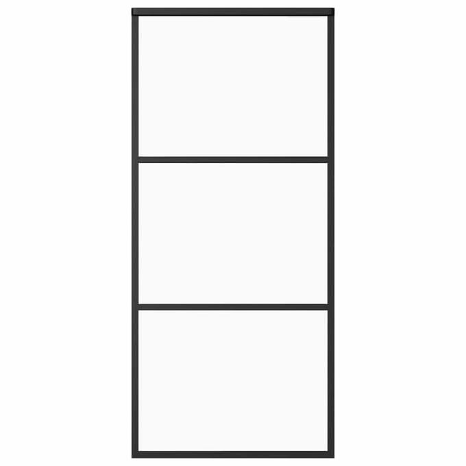 vidaXL - Schuifdeur - 90x205 - cm - ESG-glas - en - aluminium - zwart