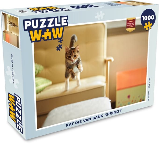 Puzzel Kat - Spring - Stoel - Legpuzzel - Puzzel 1000 stukjes volwassenen