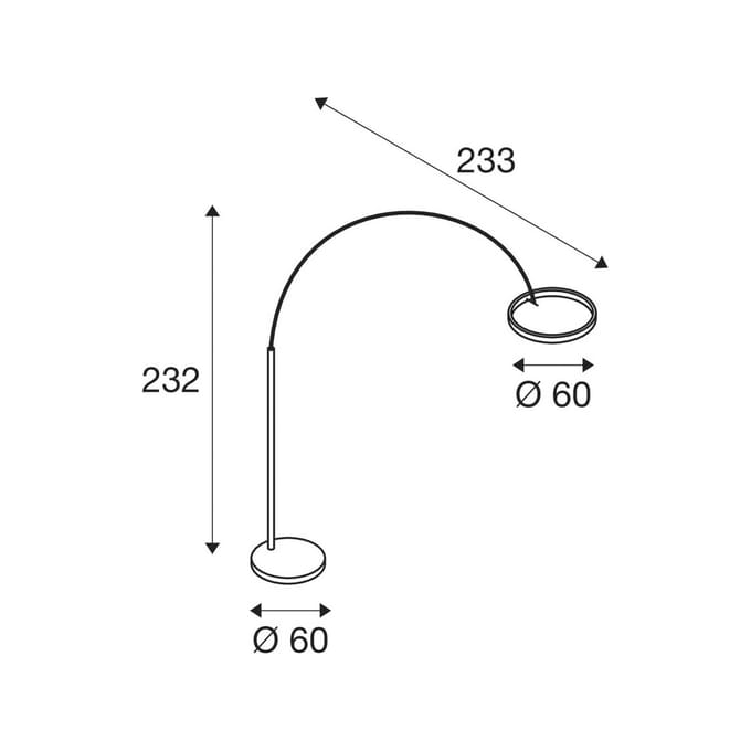 SLV LED vloerlamp One Bow FL, wit, staal, hoogte 232 cm, CCT