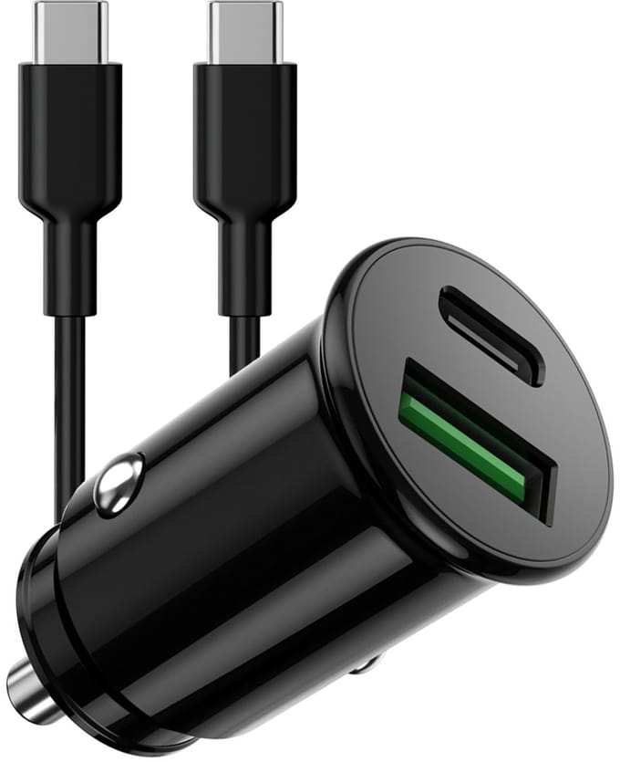 ThunderGold Autolader USB C + USB C Kabel - Auto Oplader USB C - Auto Lader - USB Autolader - Autolader USB - Autoladers - Auto Snellader - USB Oplader Auto - Autolader USB C 2 Poorten - Auto Oplader USB
