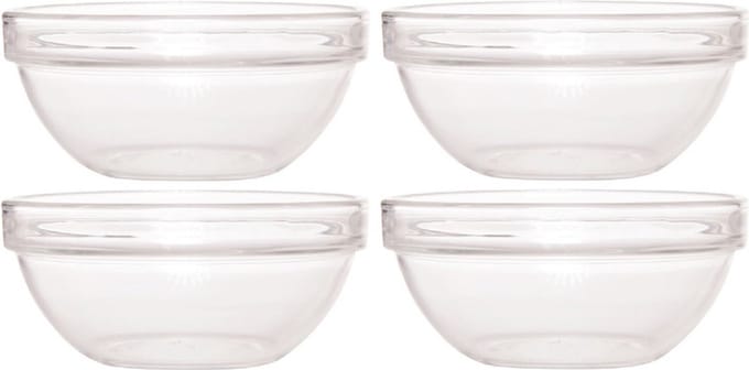 Luminarc Schaaltje/kommetje - 4x - glas - 17 cm - snack schaaltjes - chips schaaltje