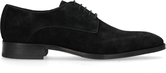 Manfield - Heren - Zwarte suède veterschoenen - Maat 41