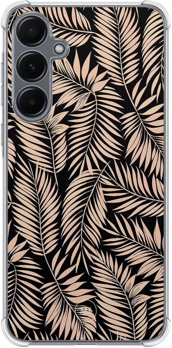 Hoesje (shockproof) geschikt voor Samsung Galaxy A15 - Palm silhouette - Extra sterke case - TPU/polycarbonaat - Natuur - Zwart, Bruin, Transparant