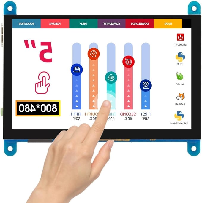 5" Capacitive Touch Screen TFT LCD Display met HDMI Interface voor Raspberry Pi en Banana Pi - Ondersteunt Windows 10, 8, 7, 800x480 Resolutie