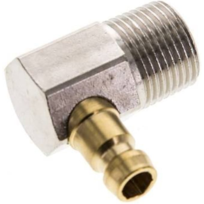 Messing DN 6 Tempereerkoppeling Insteeknippel R 3/8 inch Buitendraad 90-deg