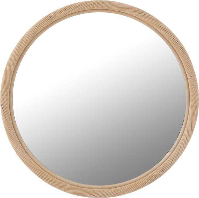 J-Line spiegel Rond - rotan/glas - naturel - medium - Ø 66.5 cm
