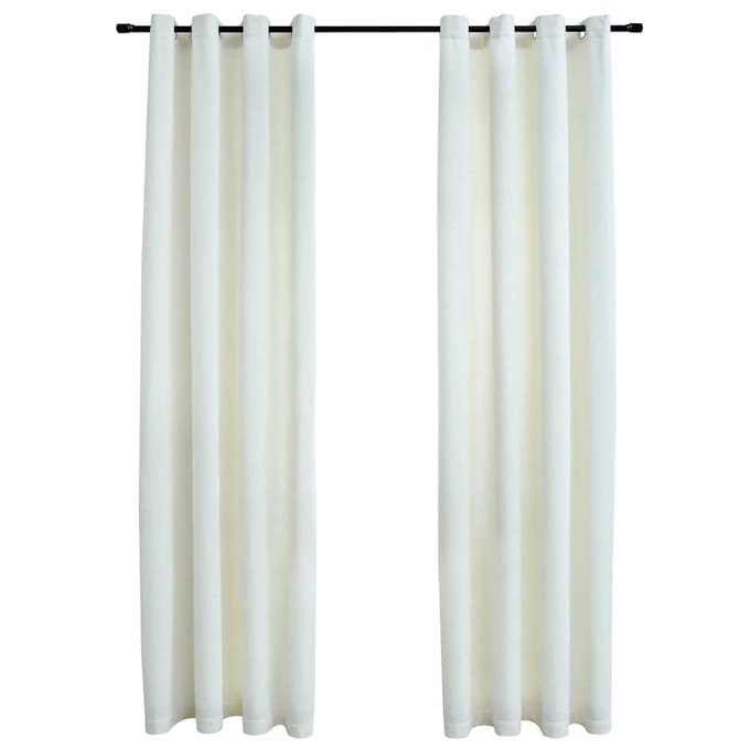 vidaXL - Gordijn - verduisterend - met - ringen - 2 - st - 140x175 - cm - fluweel - crème