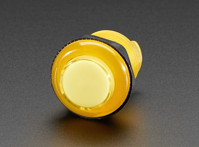 Arcade Button with LED - 30mm Translucent Yellow Adafruit 3488