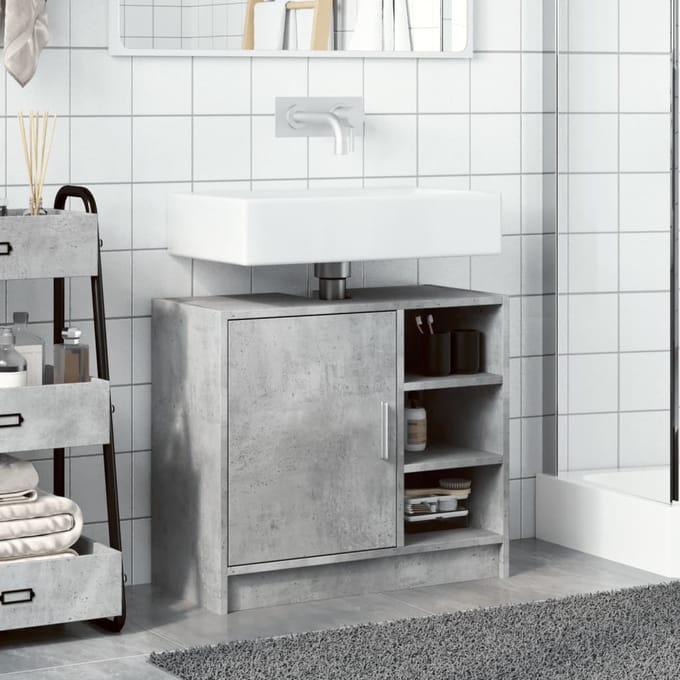 vidaXL - Wastafelkast - 63x29x55 - cm - bewerkt - hout - betongrijs