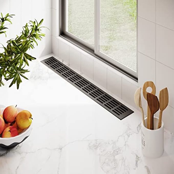 Ventilatierooster Aluminium Antraciet 80mm Breed voor Badkamerventilatie
