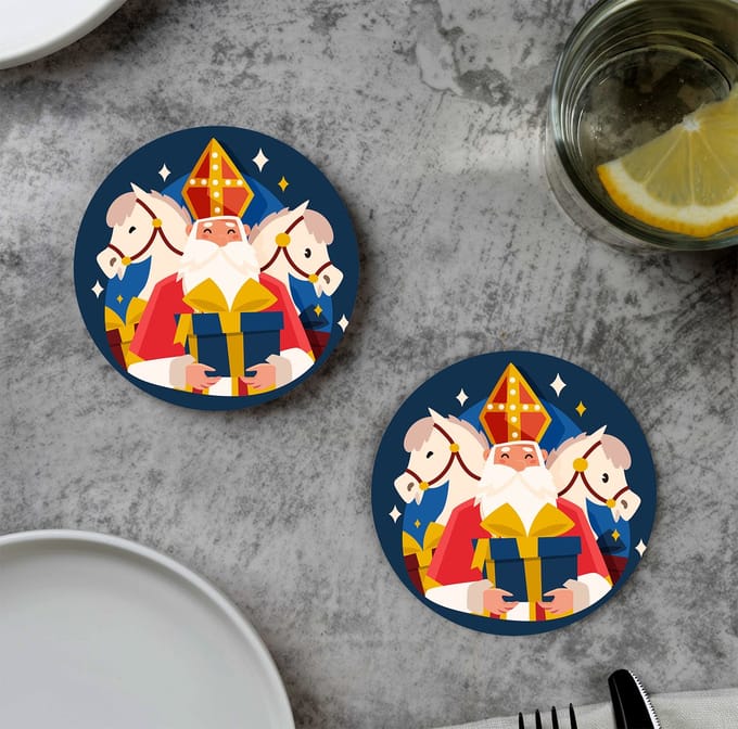 GR onderzetters voor glazen - Sinterklaas - Amerigos - Vinyl - 6st