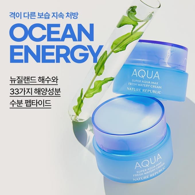 Nature Republic Super Aqua Max Fresh Watery Cream voor de vette huid (80 ml) blue