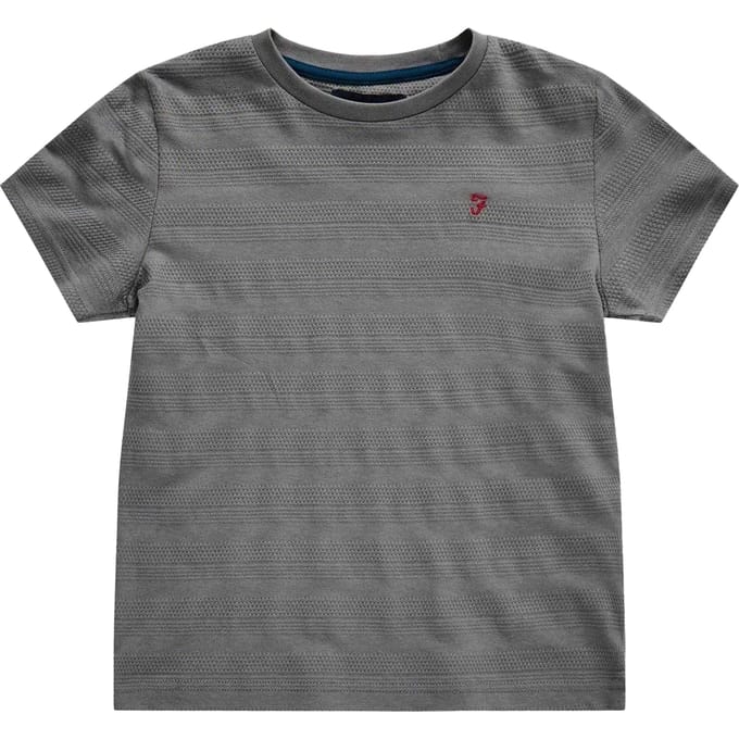 Farah T-shirt met gestructureerde strepen voor kinderen – Silverstone (Grijs)