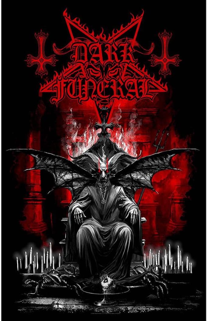 Dark Funeral - Baphomet Textiel Poster - Zwart/Multicolours