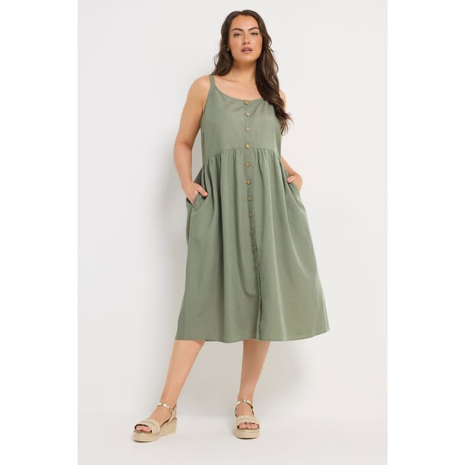 Yours Groene Linnen Sundress Size 42