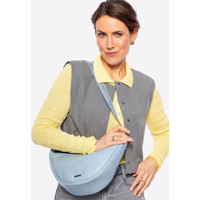 Wittchen Dames crossbody tas met brede band, blauw, eco-leer