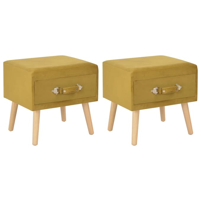 vidaXL - Nachtkastjes - 2 - st - 40x35x40 - cm - fluweel - mosterdkleurig