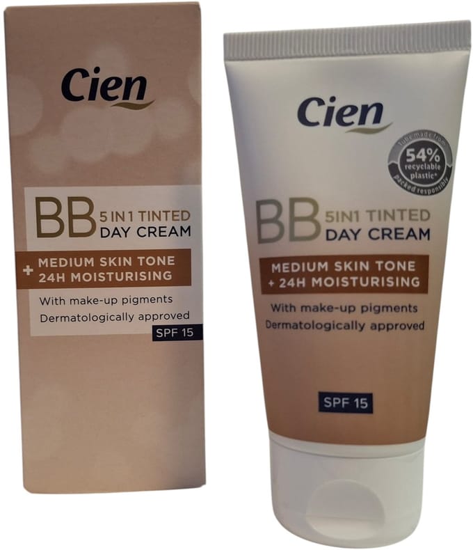 Cien BB Cream 5-in-1 Medium SPF15 – Getinte Gezichtscrème – Lichte Dekking – 50 ml