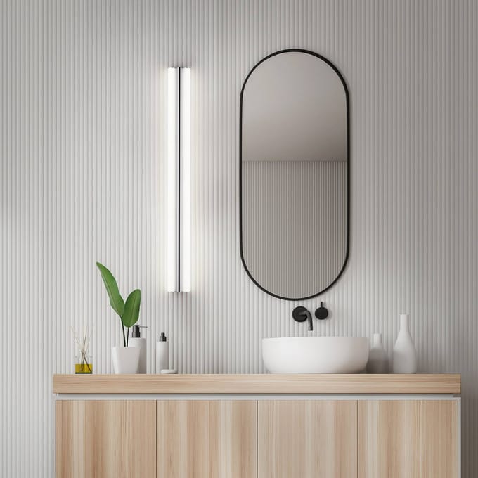 Helestra LED spiegellamp LOOM, lengte 90 cm, chroom, IP44