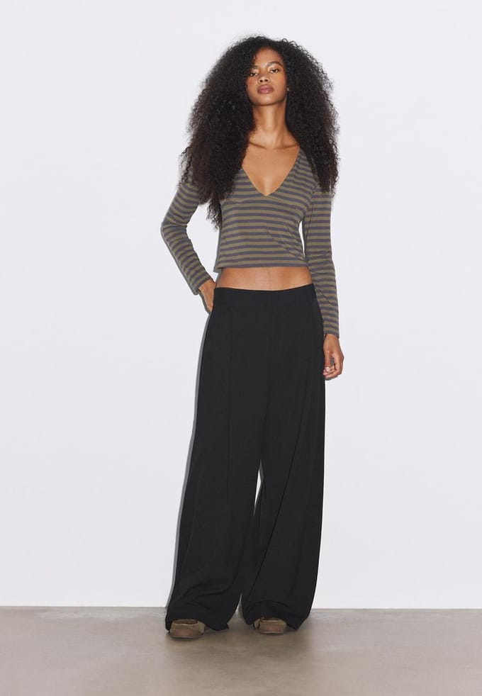 Stradivarius Nette barrel-fit broek  Zwart 34