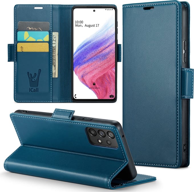 Hoesje geschikt voor Samsung Galaxy A53 - HyperCase Book Cover Kunstleer Blauw