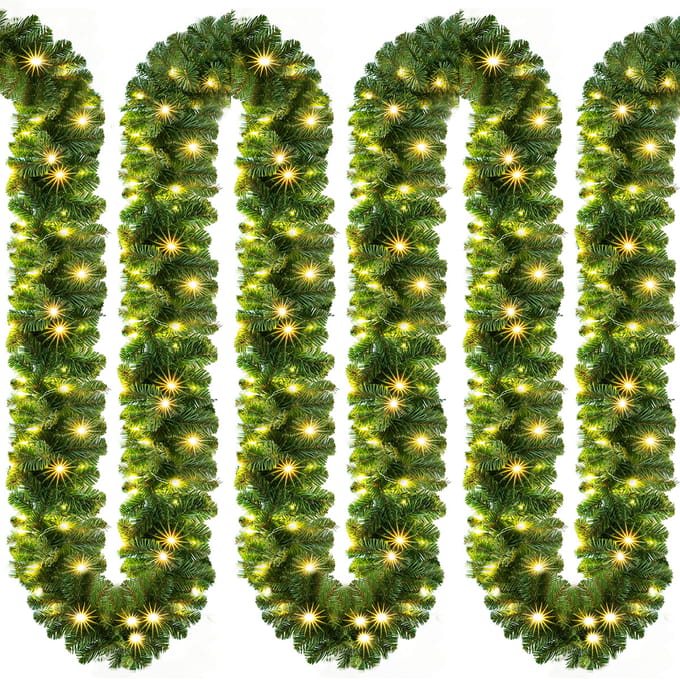Casaria Kerstguirlande - 5m 100 LED´s-Dennennaalden Groen – Warm wit