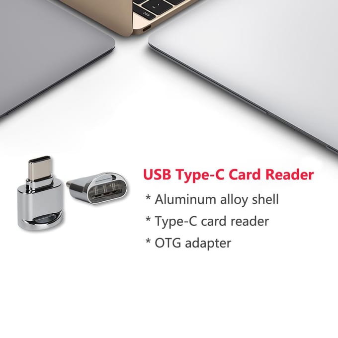 USB Type C Kaartlezer Aluminiumlegering TF Flash Geheugenkaartlezer OTG Adapter voor MacBook Windows blue