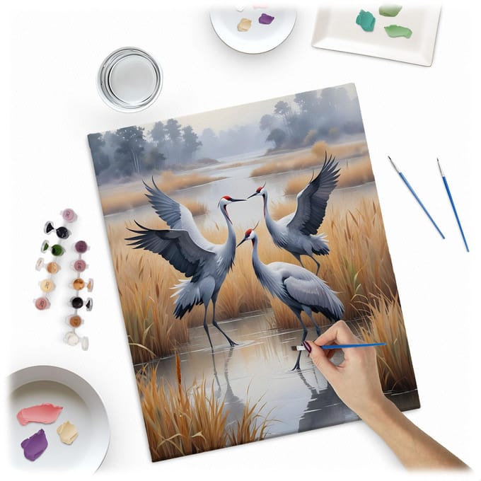 Schilderen op nummer schilderij 40x50 cm Massido Kraanvogels.