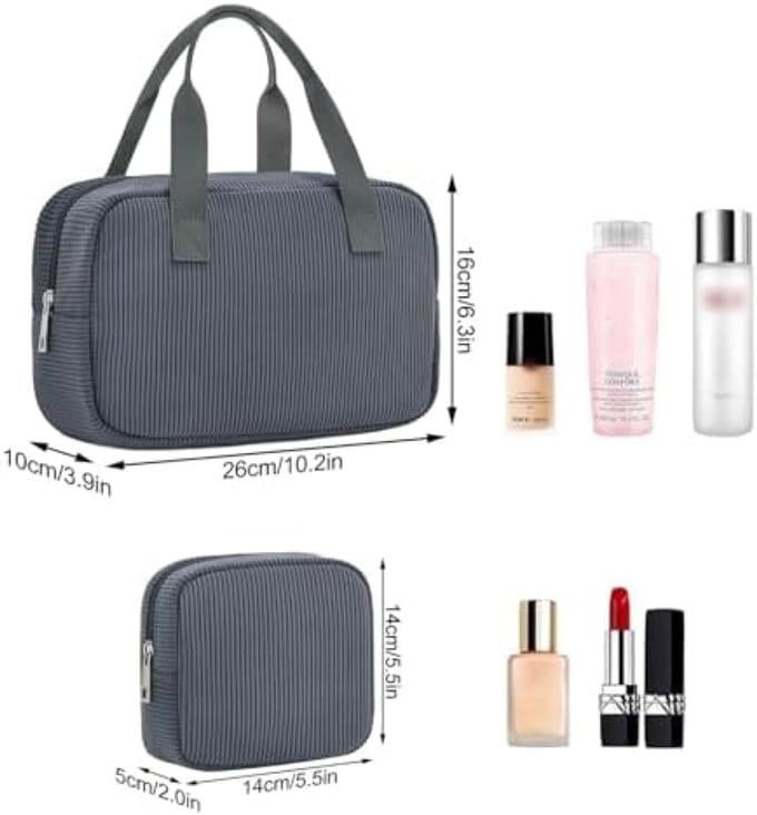 Set van 2 Corduroy Cosmetische Tassen met Vakken
