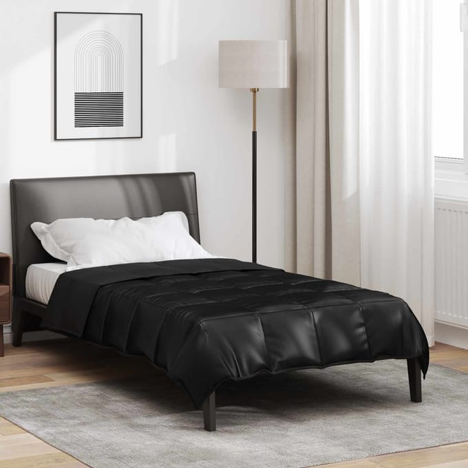 vidaXL Zomer Dekbed Zwart 140 x 200 cm Satijn en Microfiber