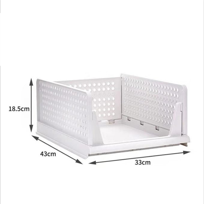 Stapelbare Opbergmand Plastic Grote Open Lade Kledingcontainer voor Slaapkamer Woonkamer Off-white white