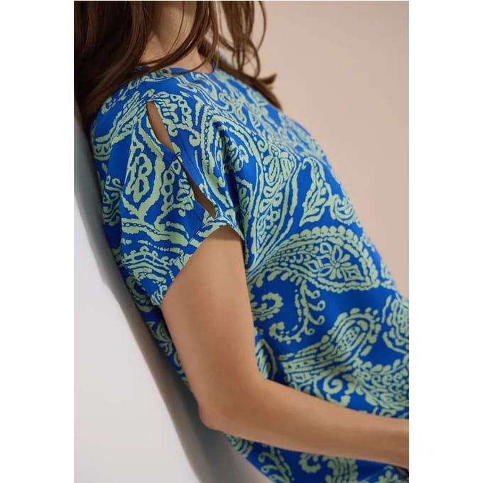 Blouse shirt met ronde hals en print