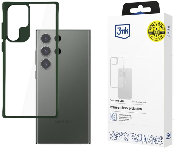 3mk Satin Armor Case+ Green for Samsung Galaxy S24 Ultra - transparent