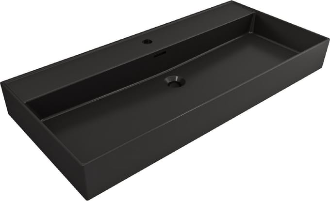Plieger Kansas wastafel - 100x45 cm - met kraangat - matzwart