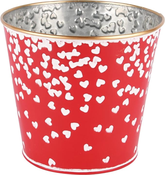 Dekoratief | Bloempot rond 'Hearts Rain', metaal, 13x13x12cm | A250617
