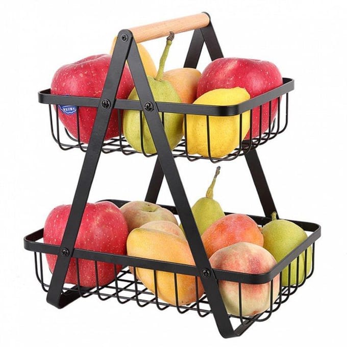 Fruitmand - Fruitschaal - Aardappelbak - RVS Metaal - Zwart