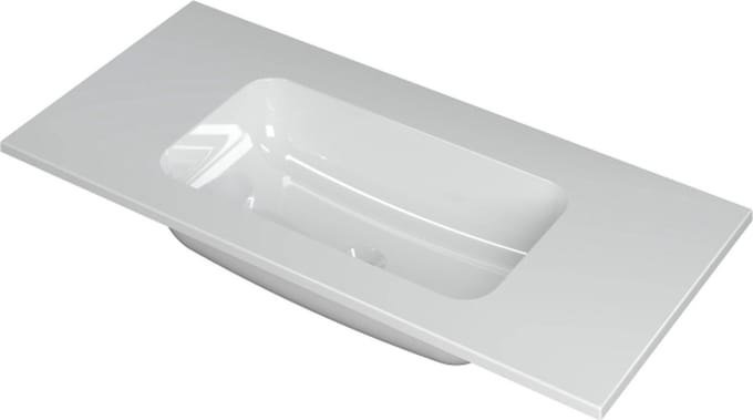 INK® Faktor wastafel polystone midden zonder kraangat 100x45x1,5cm, glans wit