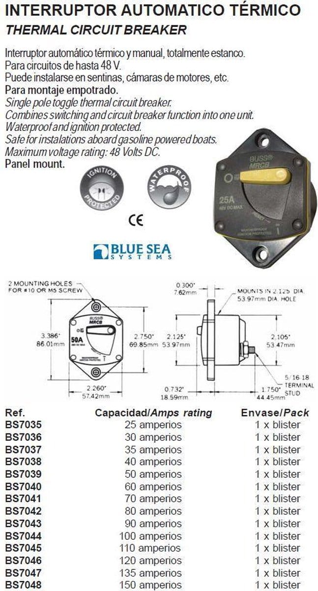 BSS Zekeringautomaat 187 Panel Mount 50A