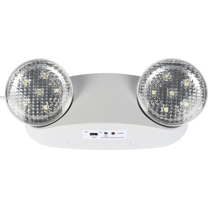 LED Noodverlichting Dubbelkoppige Draaibare Lamp met Batterijback-up voor Thuis Kantoor School Hotel wit