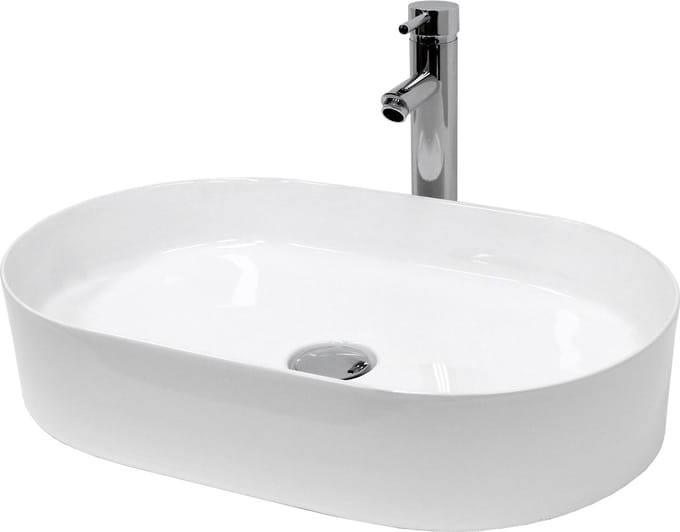 ECD Germany wastafel wastafel 605x380x125 mm keramiek ovaal wit incl. afvoerset voor wastafel zonder overloop opzetwastafel opzetwastafel opzetwastafel opzetwastafel