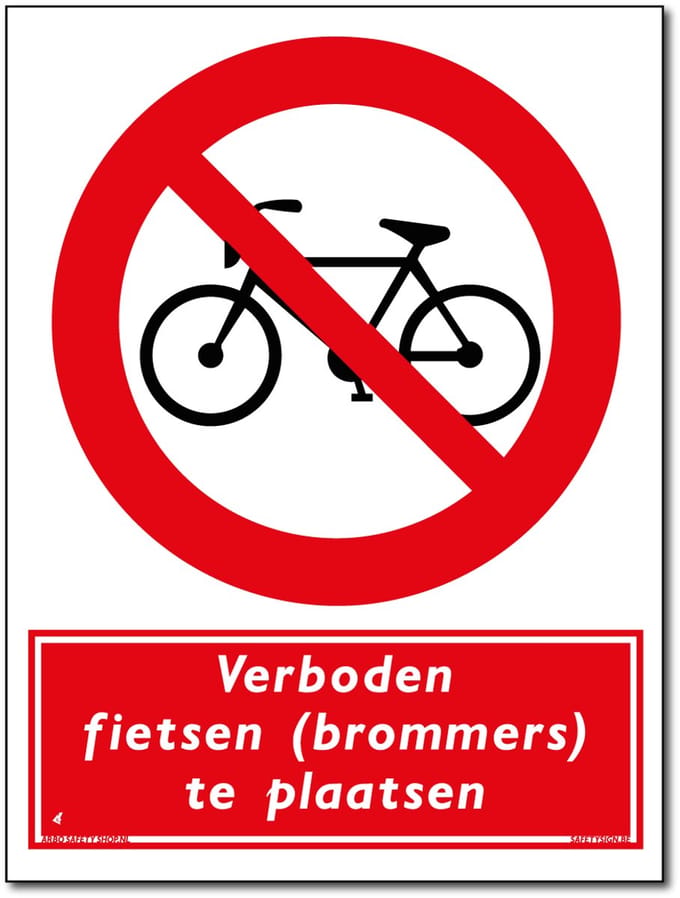 Verboden fietsen (brommers) te plaatsen - Bord 15x20 cm - 5 stuks - Forex