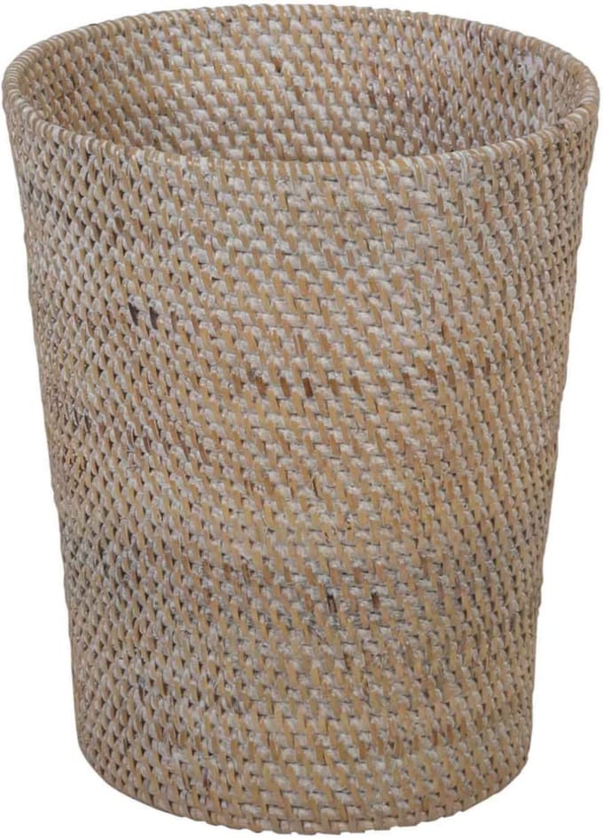Rotan prullenmand Nila White Wash