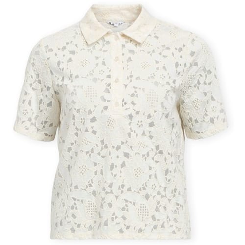 Object Objbianca S/s Lo Polo Top Tops & T-shirts Dames - Shirt - Creme - Maat S