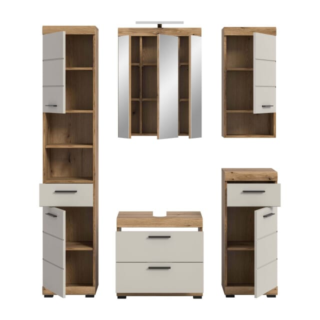 Scout badkamercombinatie kasjmier mat MDF TZ Evoke Oak NB - 34x164x191cm