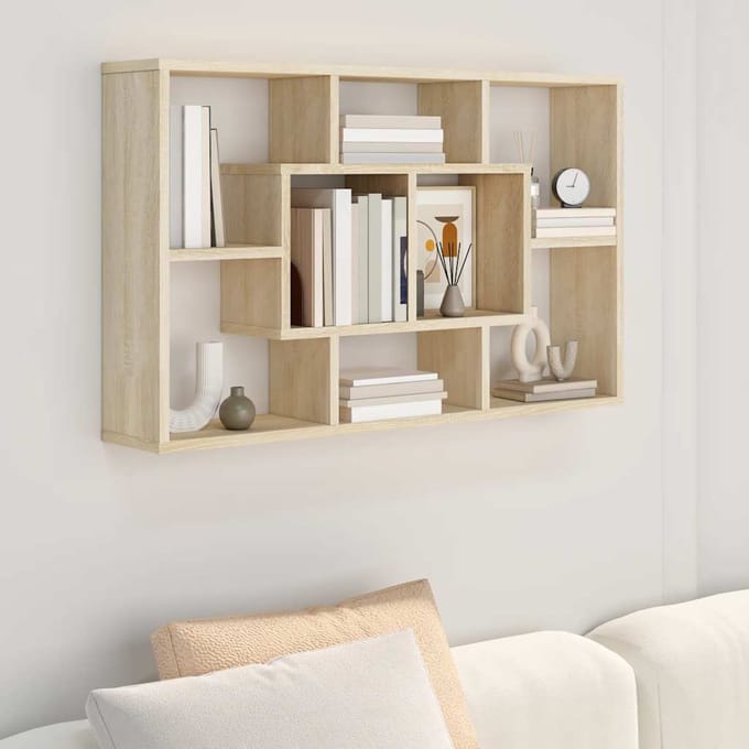 vidaXL - Wandschap - 85x16x52,5 - cm - bewerkt - hout - sonoma - eikenkleurig