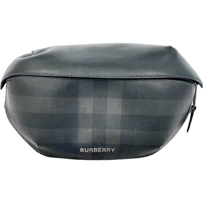 Burberry Sonny Check heuptas in zwart leer