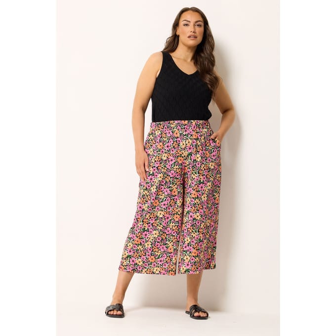 Yours Roze En Oranje Culottes Met Bloemenprint Size 44