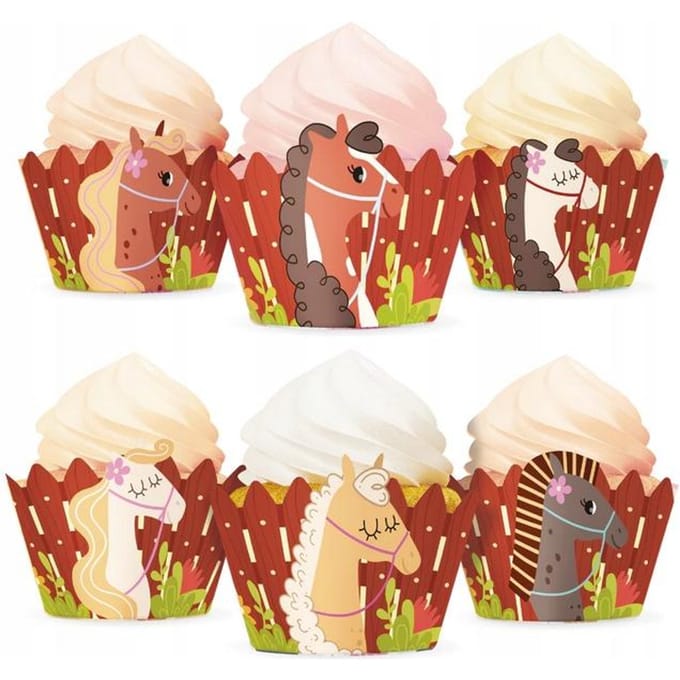 Kleurrijke Muffinbakjes met Paarden - 6 stuks